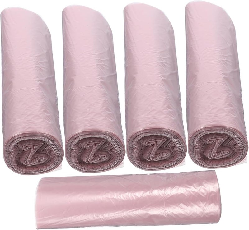 جليافي أكياس قمامة ثقيلة وردية 5 لفات 50 × 45 سم مقاومة للتسرب للمنزل وحمام التخزين - Image 1